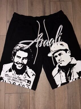 Asaali Black Graphic Athletic Men's Shorts